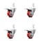 Service Caster 3 Inch Red Poly Wheel Swivel 3/4 Inch Square Stem Caster Set Total Lock Brake SCC-SQTTL20S314-PPUB-RED-34-4 - alternate 1